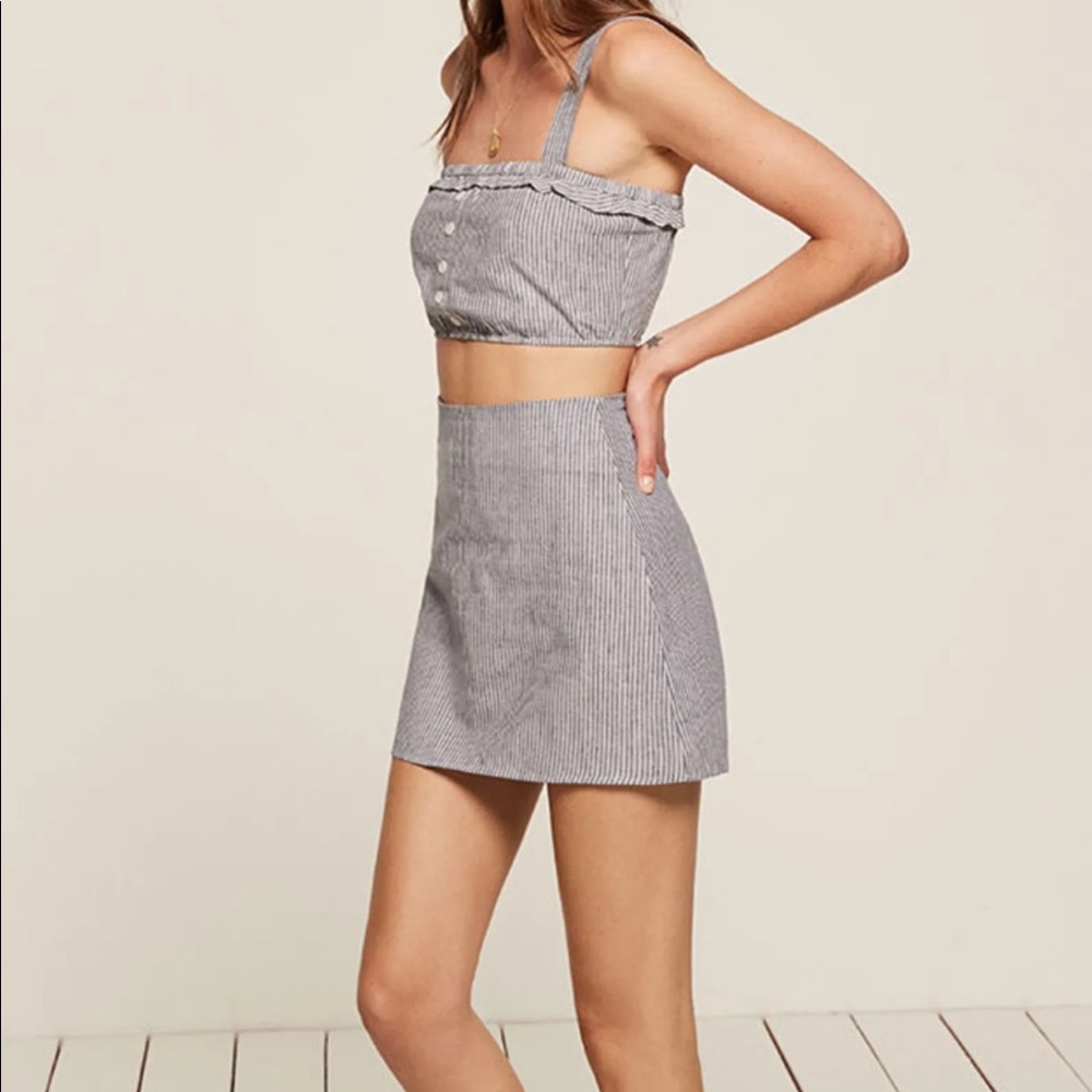 Reformation cropped top and skirt